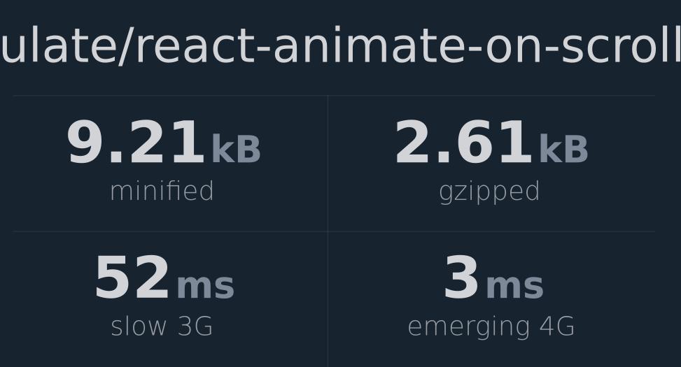 articulate-react-animate-on-scroll-bundlephobia