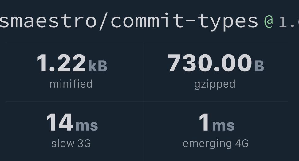 @jsmaestro/commit-types Bundlephobia