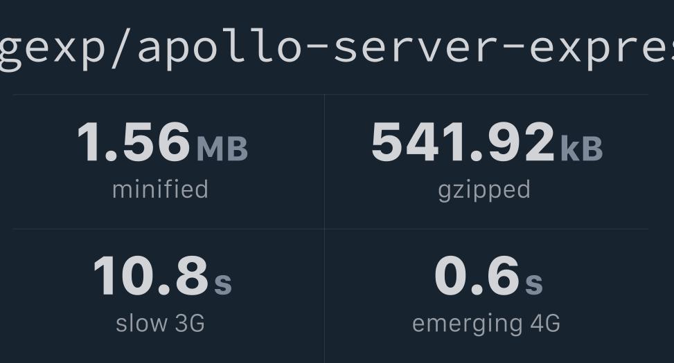 landingexp/apolloserverexpress Bundlephobia