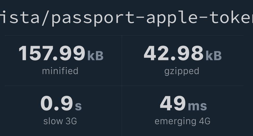 mrbatista/passportappletoken Bundlephobia