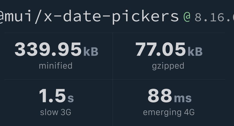 mui/xdatepickers Bundlephobia
