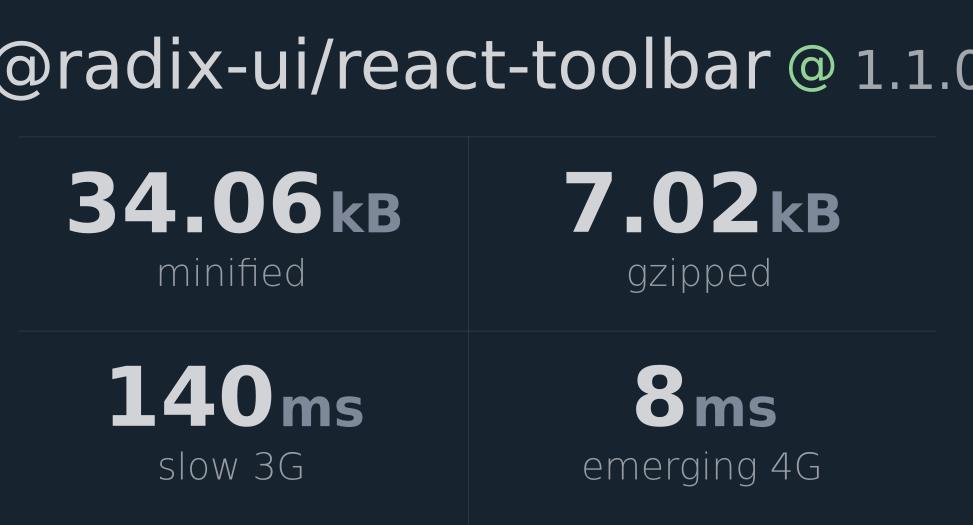  radix ui react toolbar Bundlephobia