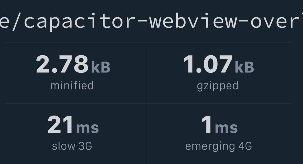 teamhive/capacitorwebviewoverlay Bundlephobia