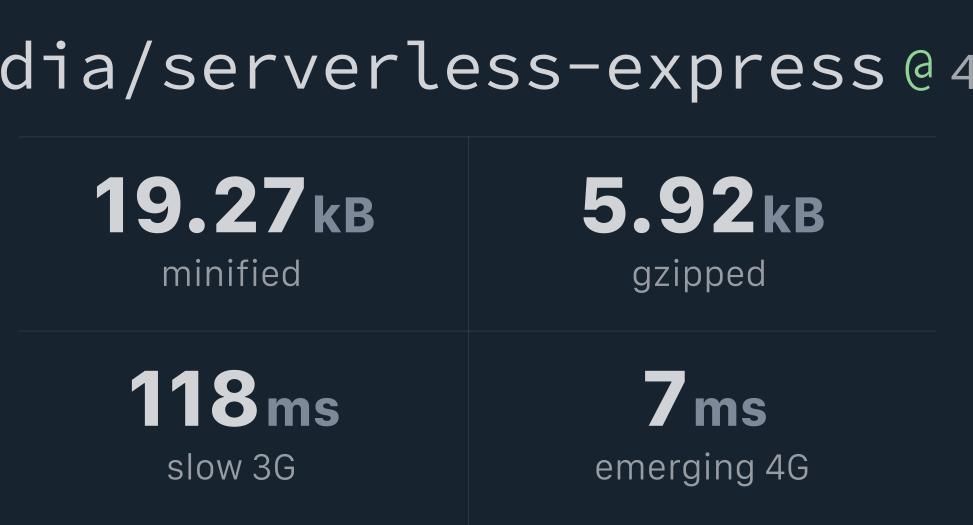 vendia/serverless-express  ❘ Bundlephobia