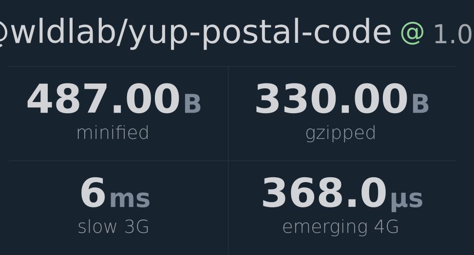  wldlab yup postal code V1 0 0 Bundlephobia