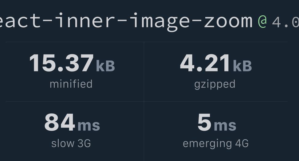 react-inner-image-zoom Bundlephobia