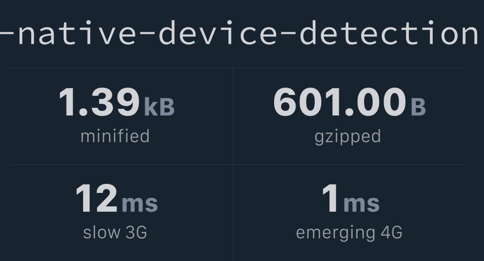 reactnativedevicedetection Bundlephobia