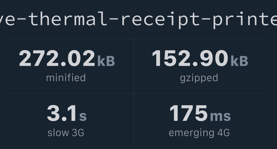 reactnativethermalreceiptprinter Bundlephobia