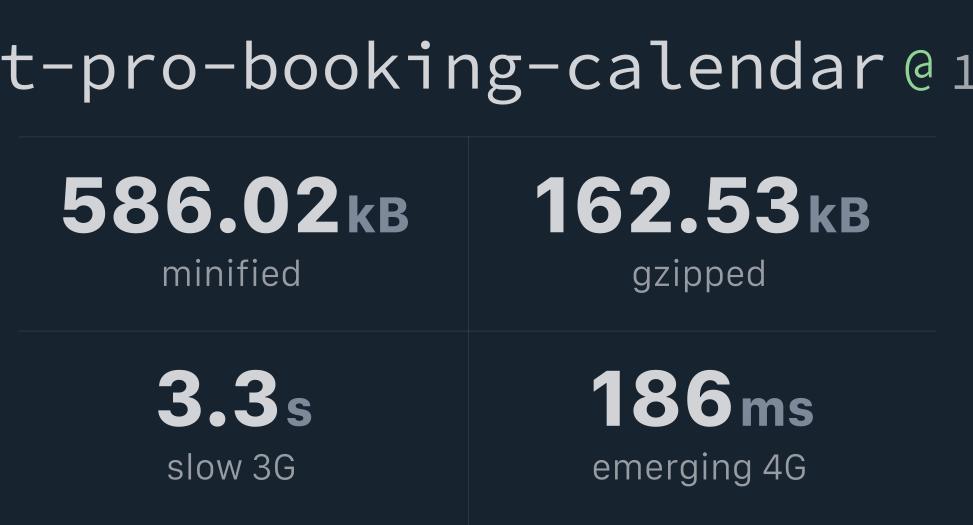 react-pro-booking-calendar-bundlephobia