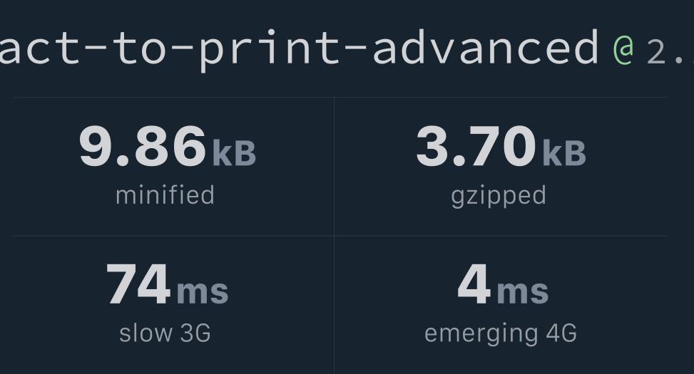 React to print advanced bundlephobia