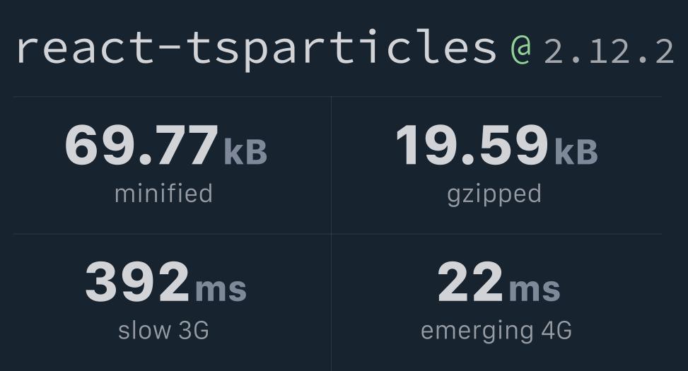 React tsparticles bundlephobia