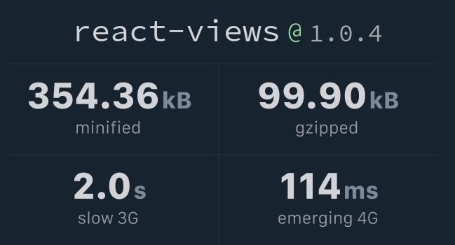 react-views v1.0.4 Bundlephobia